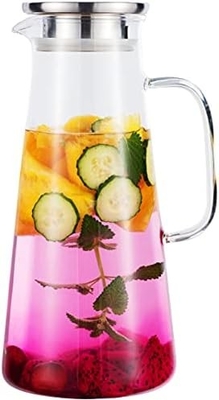 Karafu-Glaskrug mit Deckel, 68 Oz Hitzebeständiger Wasserkrug für heißes/kaltes Wasser, Eistee und Saft Getränke klar