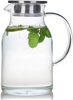 Karafu-Glaskrug mit Deckel, 68 Oz Hitzebeständiger Wasserkrug für heißes/kaltes Wasser, Eistee und Saft Getränke klar