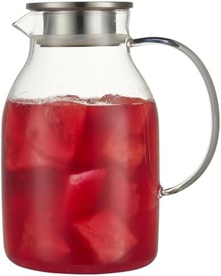 Karafu-Glaskrug mit Deckel, 68 Oz Hitzebeständiger Wasserkrug für heißes/kaltes Wasser, Eistee und Saft Getränke klar