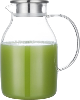 Karafu-Glaskrug mit Deckel, 68 Oz Hitzebeständiger Wasserkrug für heißes/kaltes Wasser, Eistee und Saft Getränke klar