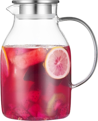 Karafu-Glaskrug mit Deckel, 68 Oz Hitzebeständiger Wasserkrug für heißes/kaltes Wasser, Eistee und Saft Getränke klar