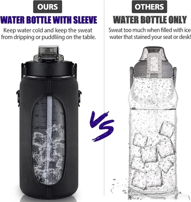 Eine Wasserflasche mit Halbgallonen-Hülle, eine inspirierende Wasserflasche mit Stroh und Zeitstempel.