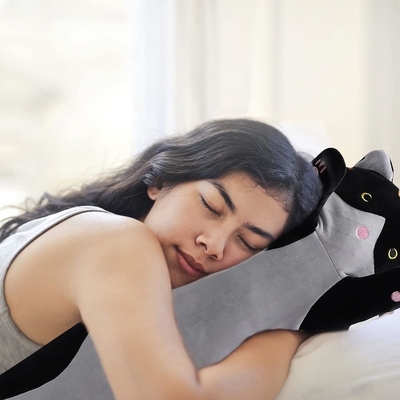 WUYU Schöne Katzenpuppe Schöne Zeichentrickfilm weich gefülltes Kätzchen Kissen Langwerfen Schlafkissen Puppe Spielzeug Geschenk für Kinder