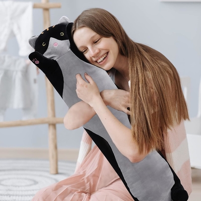 WUYU Schöne Katzenpuppe Schöne Zeichentrickfilm weich gefülltes Kätzchen Kissen Langwerfen Schlafkissen Puppe Spielzeug Geschenk für Kinder