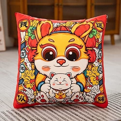Jahr des Hasen-Maskot, großes rotes Kissen, Jahr des Hasen-Kissen-Quilt 40*40cm