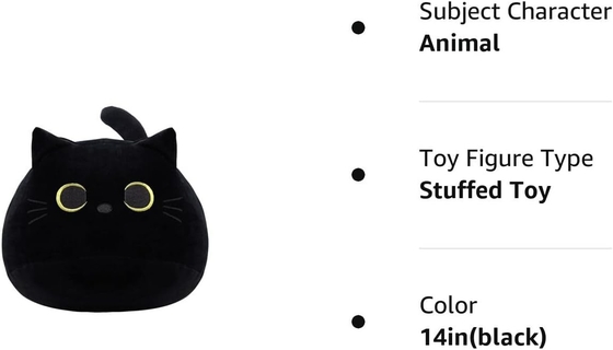 Schwarzes Katzenplüsch-Spielzeug: Weiches, gefülltes Tierkissen, Baby-Sofa-Dekoration, Katzenform