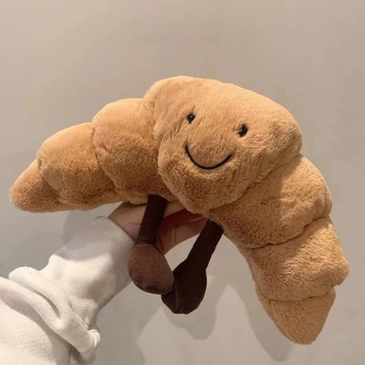 Gewichtet 9 &quot;Plüsch Croissant Plüsch Süßes Lächeln Croissant Brot Kissen Gefüllte Tiere Komische weiche Nahrung Plushies