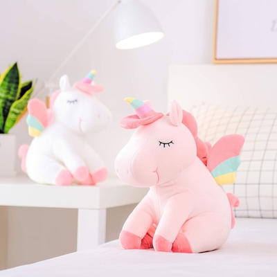 Lazada Einhorn gefülltes Tier Plüsch-Spielzeug Mädchen Geschenke mit Regenbogenflügeln Weiß 12 Zoll