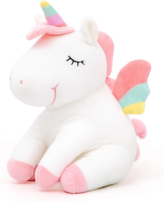 Lazada Einhorn gefülltes Tier Plüsch-Spielzeug Mädchen Geschenke mit Regenbogenflügeln Weiß 12 Zoll