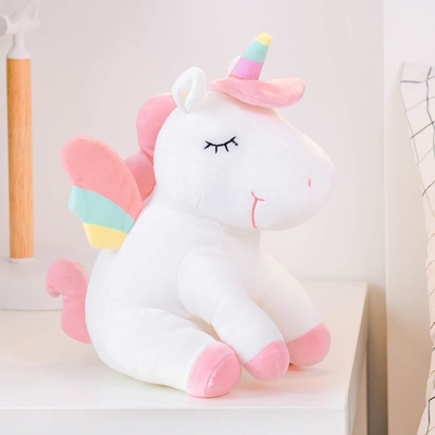 Lazada Einhorn gefülltes Tier Plüsch-Spielzeug Mädchen Geschenke mit Regenbogenflügeln Weiß 12 Zoll