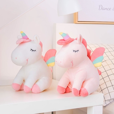 Lazada Einhorn gefülltes Tier Plüsch-Spielzeug Mädchen Geschenke mit Regenbogenflügeln Weiß 12 Zoll