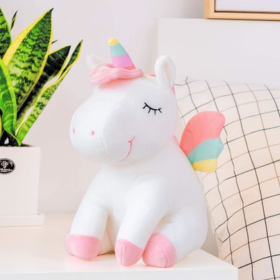 Lazada Einhorn gefülltes Tier Plüsch-Spielzeug Mädchen Geschenke mit Regenbogenflügeln Weiß 12 Zoll