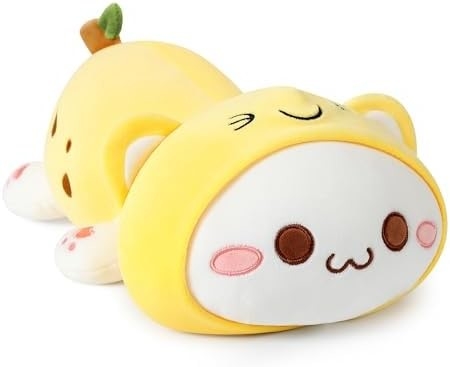 Onsoyours niedliches Kätzchen Plush-Spielzeug 25,5 &quot;gefülltes Tier Haustier Kitty Soft Anime Katze großes Plush-Kissen für Kinder (Weiß A, 25.5