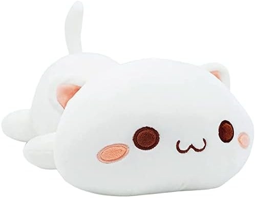 Onsoyours niedliches Kätzchen Plush-Spielzeug 25,5 &quot;gefülltes Tier Haustier Kitty Soft Anime Katze großes Plush-Kissen für Kinder (Weiß A, 25.5