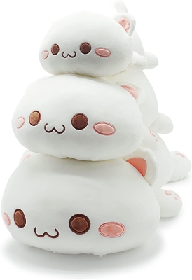 Onsoyours niedliches Kätzchen Plush-Spielzeug 25,5 &quot;gefülltes Tier Haustier Kitty Soft Anime Katze großes Plush-Kissen für Kinder (Weiß A, 25.5