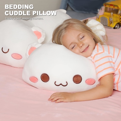 Onsoyours niedliches Kätzchen Plush-Spielzeug 25,5 &quot;gefülltes Tier Haustier Kitty Soft Anime Katze großes Plush-Kissen für Kinder (Weiß A, 25.5