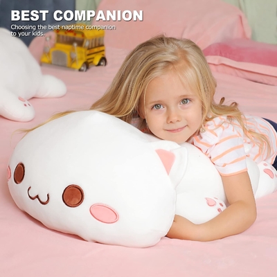 Onsoyours niedliches Kätzchen Plush-Spielzeug 25,5 &quot;gefülltes Tier Haustier Kitty Soft Anime Katze großes Plush-Kissen für Kinder (Weiß A, 25.5