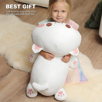 Onsoyours niedliches Kätzchen Plush-Spielzeug 25,5 &quot;gefülltes Tier Haustier Kitty Soft Anime Katze großes Plush-Kissen für Kinder (Weiß A, 25.5