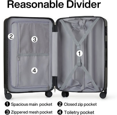 2 Stück Sätze Gepäck mit Rädern PC Hard Shell Koffer Leichtgewicht Checked Tsa Gepäck Großer Reisetasche