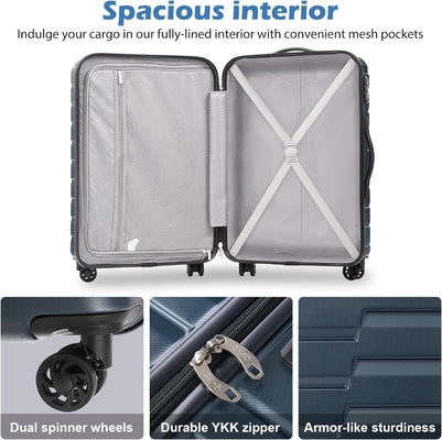 Koffer PC ABS TSA Gepäck 3 Stück Set Schloss Spinner tragen (Teal blau)