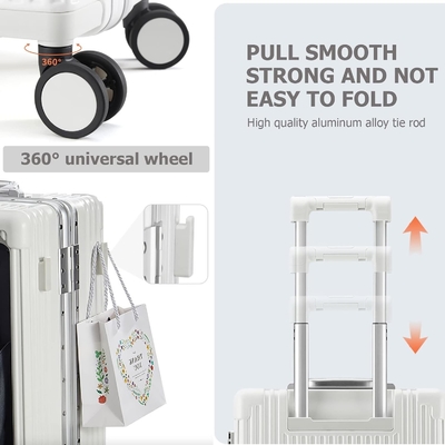 20 Zoll Aluminiumrahmen Hardside Spinner Wheel Gepäck, eingebautes TSA-Sperrverriegelung Tragen Sie auf dem Koffer, mit Becherhalter und USB-Anschluss