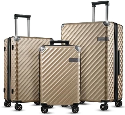 Gepäck 22x14x9 Fluggesellschaft zugelassen - 35L Polycarbonat ausweitbarer Hard Shell Koffer mit Drehrädern (Schwarz, 20 Zoll)