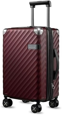 Gepäck 22x14x9 Fluggesellschaft zugelassen - 35L Polycarbonat ausweitbarer Hard Shell Koffer mit Drehrädern (Schwarz, 20 Zoll)