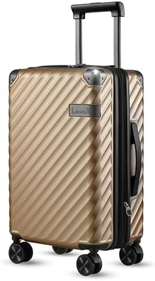 Gepäck 22x14x9 Fluggesellschaft zugelassen - 35L Polycarbonat ausweitbarer Hard Shell Koffer mit Drehrädern (Schwarz, 20 Zoll)