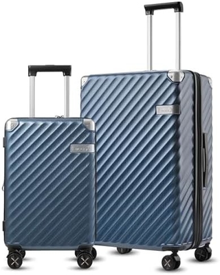 Gepäck 22x14x9 Fluggesellschaft zugelassen - 35L Polycarbonat ausweitbarer Hard Shell Koffer mit Drehrädern (Schwarz, 20 Zoll)