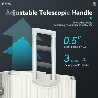 Gepäck ohne Reißverschluss mit 4 Rädern 20 Zoll Schalenkoffer mit PC + ABS TSA Schloss 4 Metall Ecke Weiß
