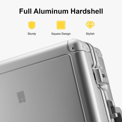 20&quot; Aluminium Gepäck Hardside Koffer, Reißverschluss Gepäck mit TSA Schloss und Spinner Räder - Silber