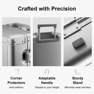 20&quot; Aluminium Gepäck Hardside Koffer, Reißverschluss Gepäck mit TSA Schloss und Spinner Räder - Silber