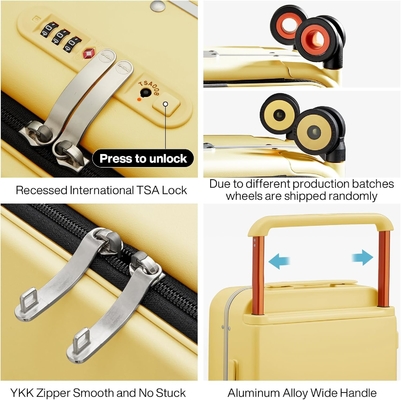 Gepäck mit breitem Handgriff Luxus-Design Rolling Reisetasche PC Hardside mit Aluminiumrahmen Hohlspinnerräder,