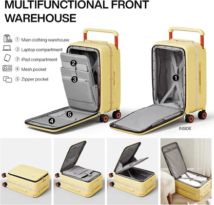 Gepäck mit breitem Handgriff Luxus-Design Rolling Reisetasche PC Hardside mit Aluminiumrahmen Hohlspinnerräder,