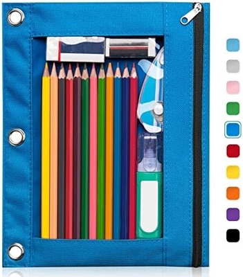 Bleistiftkoffer mit glattem Reißverschluss, klarem Fenster Bleistiftkoffer für Binder, große Kapazität 3 Ring Binder Bleistiftbeutel