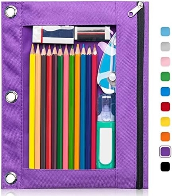 Bleistiftkoffer mit glattem Reißverschluss, klarem Fenster Bleistiftkoffer für Binder, große Kapazität 3 Ring Binder Bleistiftbeutel