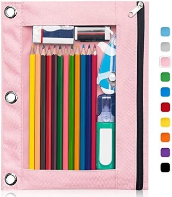 Bleistiftkoffer mit glattem Reißverschluss, klarem Fenster Bleistiftkoffer für Binder, große Kapazität 3 Ring Binder Bleistiftbeutel