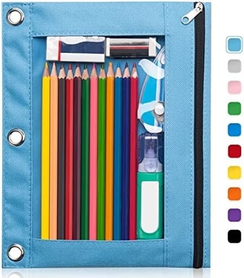 Bleistiftkoffer mit glattem Reißverschluss, klarem Fenster Bleistiftkoffer für Binder, große Kapazität 3 Ring Binder Bleistiftbeutel