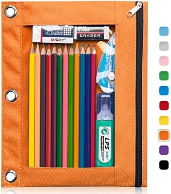 Bleistiftkoffer mit glattem Reißverschluss, klarem Fenster Bleistiftkoffer für Binder, große Kapazität 3 Ring Binder Bleistiftbeutel