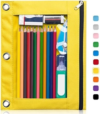 Bleistiftkoffer mit glattem Reißverschluss, klarem Fenster Bleistiftkoffer für Binder, große Kapazität 3 Ring Binder Bleistiftbeutel