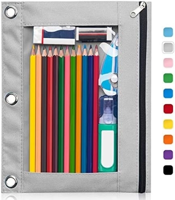 Bleistiftkoffer mit glattem Reißverschluss, klarem Fenster Bleistiftkoffer für Binder, große Kapazität 3 Ring Binder Bleistiftbeutel