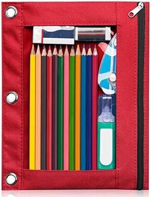 Bleistiftkoffer mit glattem Reißverschluss, klarem Fenster Bleistiftkoffer für Binder, große Kapazität 3 Ring Binder Bleistiftbeutel