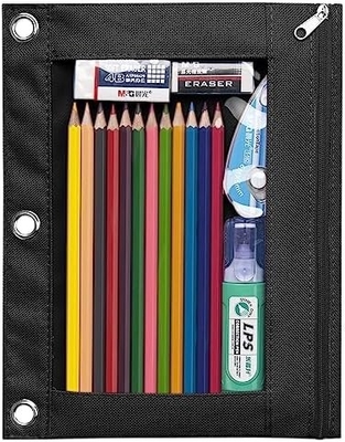 Bleistiftkoffer mit glattem Reißverschluss, klarem Fenster Bleistiftkoffer für Binder, große Kapazität 3 Ring Binder Bleistiftbeutel