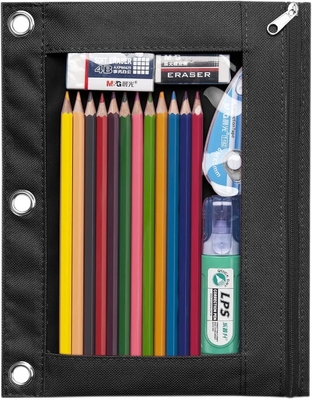 Bleistiftkoffer mit glattem Reißverschluss, klarem Fenster Bleistiftkoffer für Binder, große Kapazität 3 Ring Binder Bleistiftbeutel