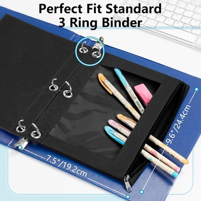 Bleistiftkoffer mit glattem Reißverschluss, klarem Fenster Bleistiftkoffer für Binder, große Kapazität 3 Ring Binder Bleistiftbeutel