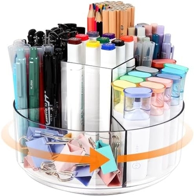 5 Schlitze 360-Grad-drehender Acryl-Stifthalter für Schreibtisch, Markerhalter Caddy Kunstvorräte Organisator Stiftorganisator für Schreibtisch