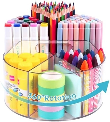5 Schlitze 360-Grad-drehender Acryl-Stifthalter für Schreibtisch, Markerhalter Caddy Kunstvorräte Organisator Stiftorganisator für Schreibtisch