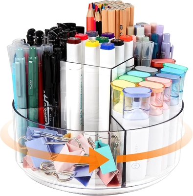 5 Schlitze 360-Grad-drehender Acryl-Stifthalter für Schreibtisch, Markerhalter Caddy Kunstvorräte Organisator Stiftorganisator für Schreibtisch