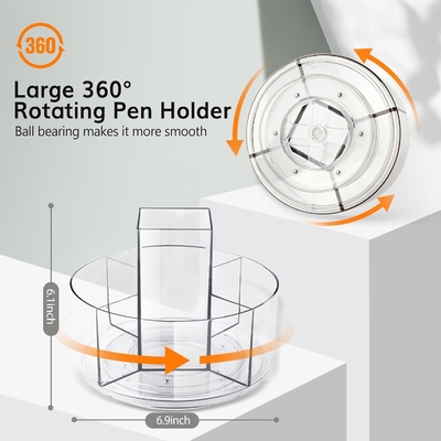 5 Schlitze 360-Grad-drehender Acryl-Stifthalter für Schreibtisch, Markerhalter Caddy Kunstvorräte Organisator Stiftorganisator für Schreibtisch
