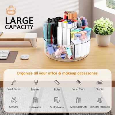 5 Schlitze 360-Grad-drehender Acryl-Stifthalter für Schreibtisch, Markerhalter Caddy Kunstvorräte Organisator Stiftorganisator für Schreibtisch